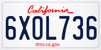 CA license plate 6XOL736