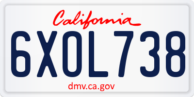 CA license plate 6XOL738