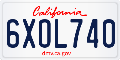 CA license plate 6XOL740