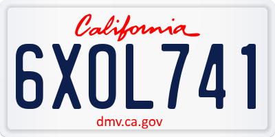 CA license plate 6XOL741