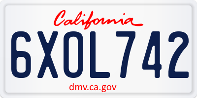 CA license plate 6XOL742