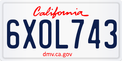 CA license plate 6XOL743