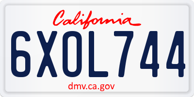 CA license plate 6XOL744