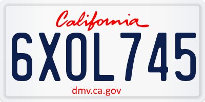 CA license plate 6XOL745