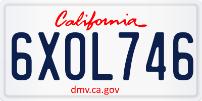 CA license plate 6XOL746