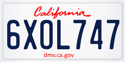 CA license plate 6XOL747