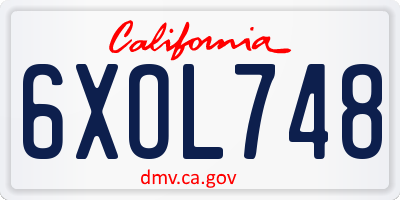 CA license plate 6XOL748