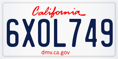 CA license plate 6XOL749