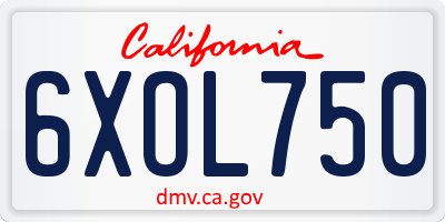 CA license plate 6XOL750