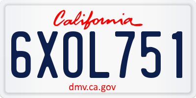 CA license plate 6XOL751
