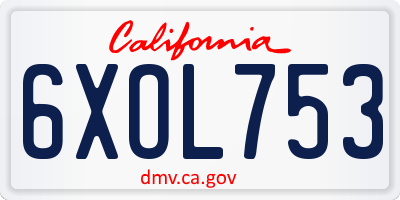 CA license plate 6XOL753
