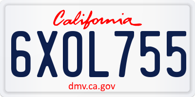 CA license plate 6XOL755