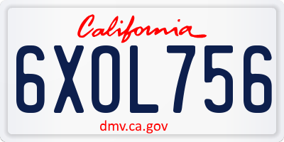 CA license plate 6XOL756