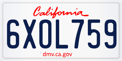 CA license plate 6XOL759