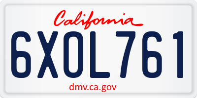 CA license plate 6XOL761