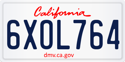 CA license plate 6XOL764