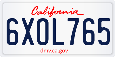 CA license plate 6XOL765