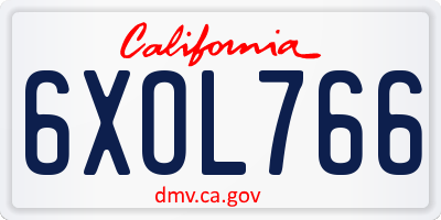 CA license plate 6XOL766