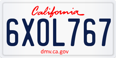 CA license plate 6XOL767