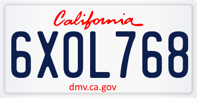 CA license plate 6XOL768