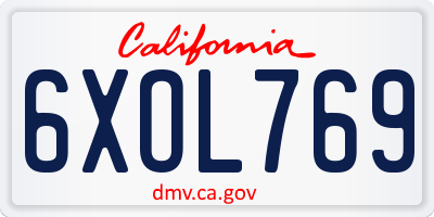 CA license plate 6XOL769