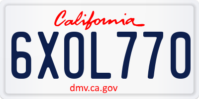 CA license plate 6XOL770
