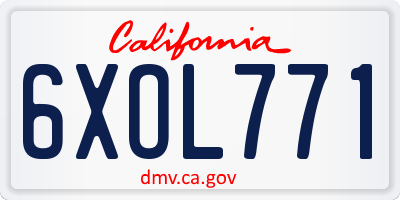CA license plate 6XOL771
