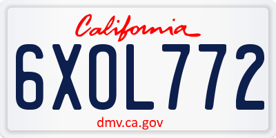 CA license plate 6XOL772