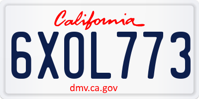 CA license plate 6XOL773