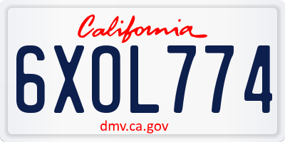 CA license plate 6XOL774