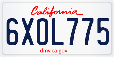 CA license plate 6XOL775