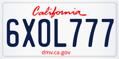 CA license plate 6XOL777