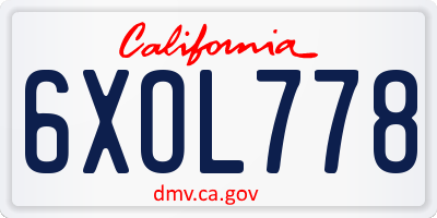CA license plate 6XOL778