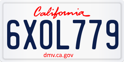 CA license plate 6XOL779