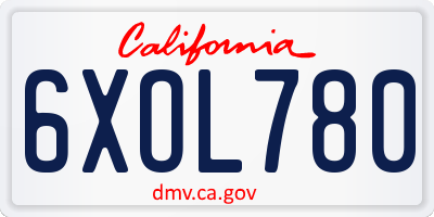 CA license plate 6XOL780