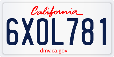 CA license plate 6XOL781
