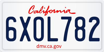 CA license plate 6XOL782