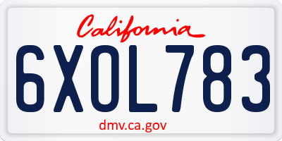 CA license plate 6XOL783