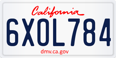 CA license plate 6XOL784