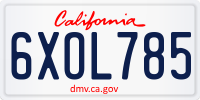 CA license plate 6XOL785