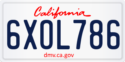 CA license plate 6XOL786