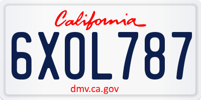 CA license plate 6XOL787