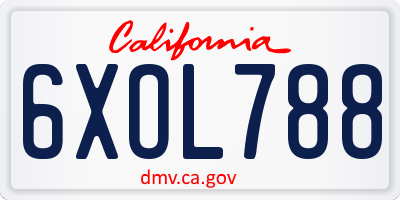 CA license plate 6XOL788