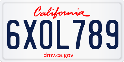CA license plate 6XOL789