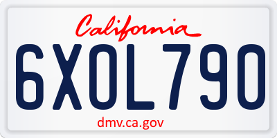 CA license plate 6XOL790