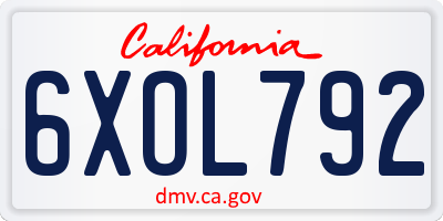 CA license plate 6XOL792