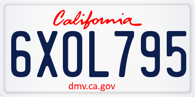 CA license plate 6XOL795
