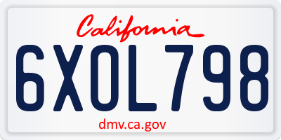 CA license plate 6XOL798