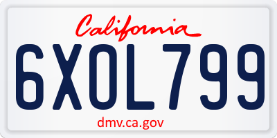 CA license plate 6XOL799