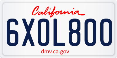 CA license plate 6XOL800